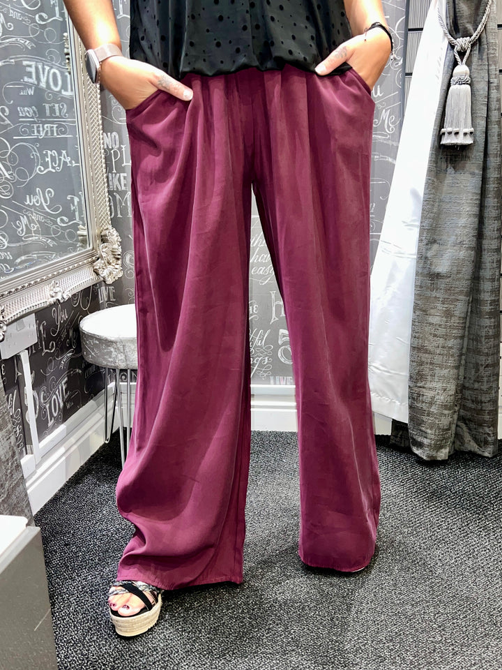 Zara Wide Leg Trousers AUBERGINE