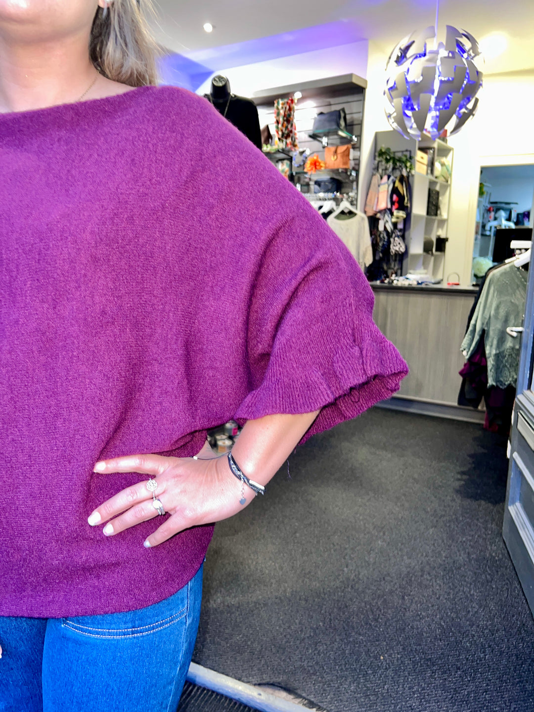 Lara Frill Sleeve Knit BERRY