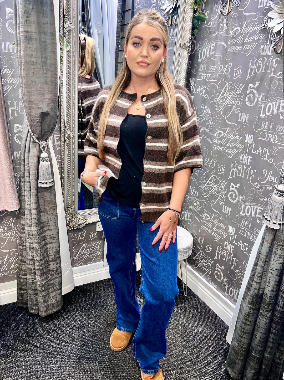 Callen Striped Knit CHOCOLATE