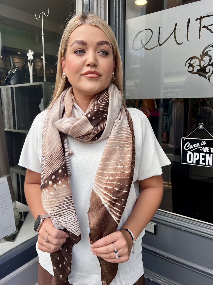Abstract Gold Foil Scarf BROWN