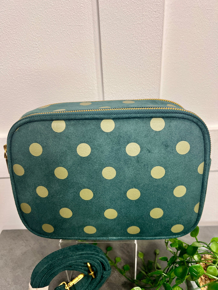 Polka Dot Suedette Camera Bag TEAL