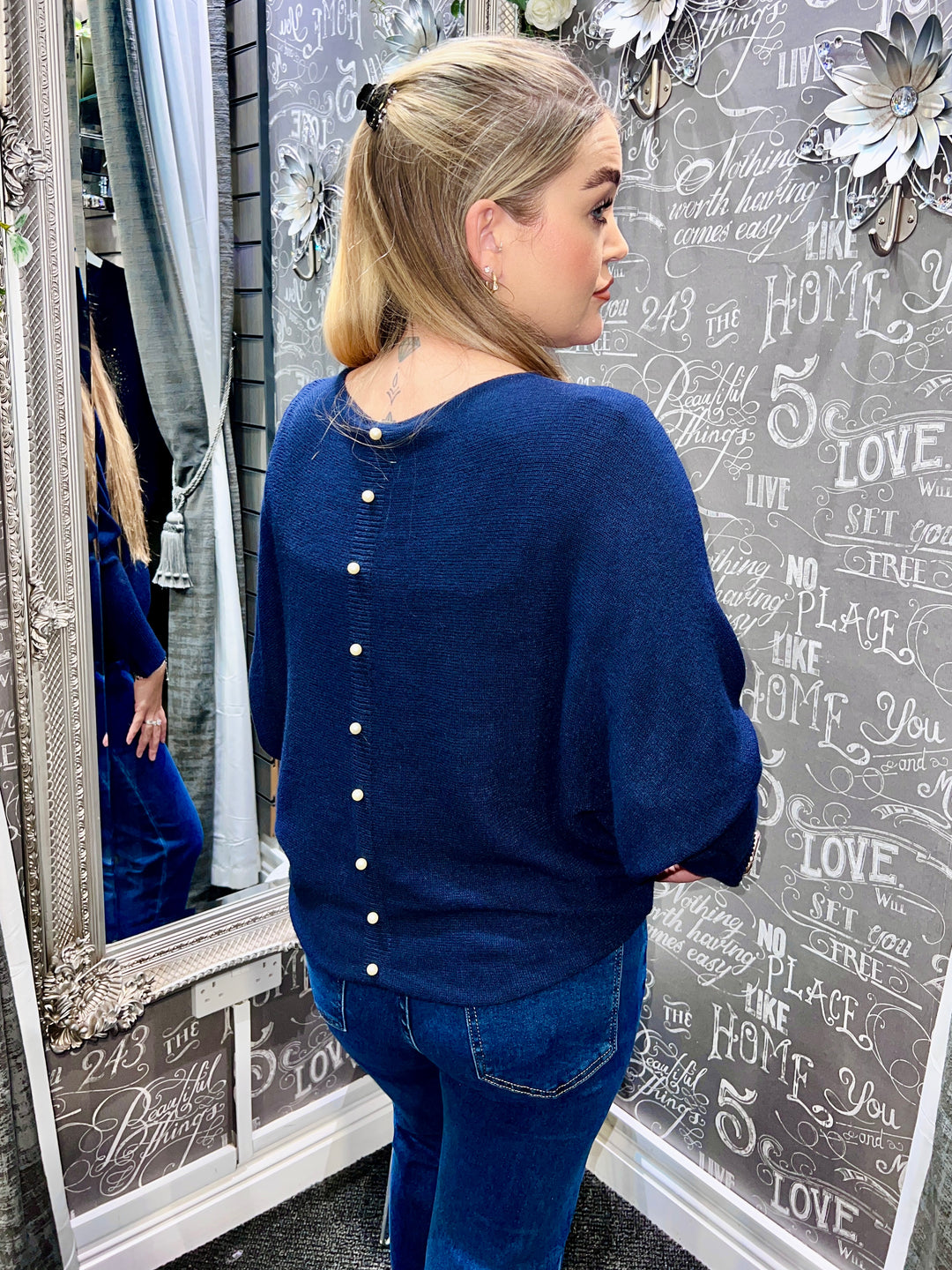 Pearl Back Jumper NAVY