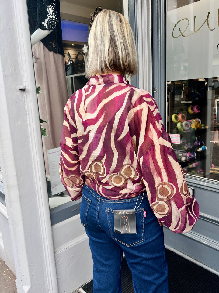 Riva Sheer Bomber Jacket BERRY