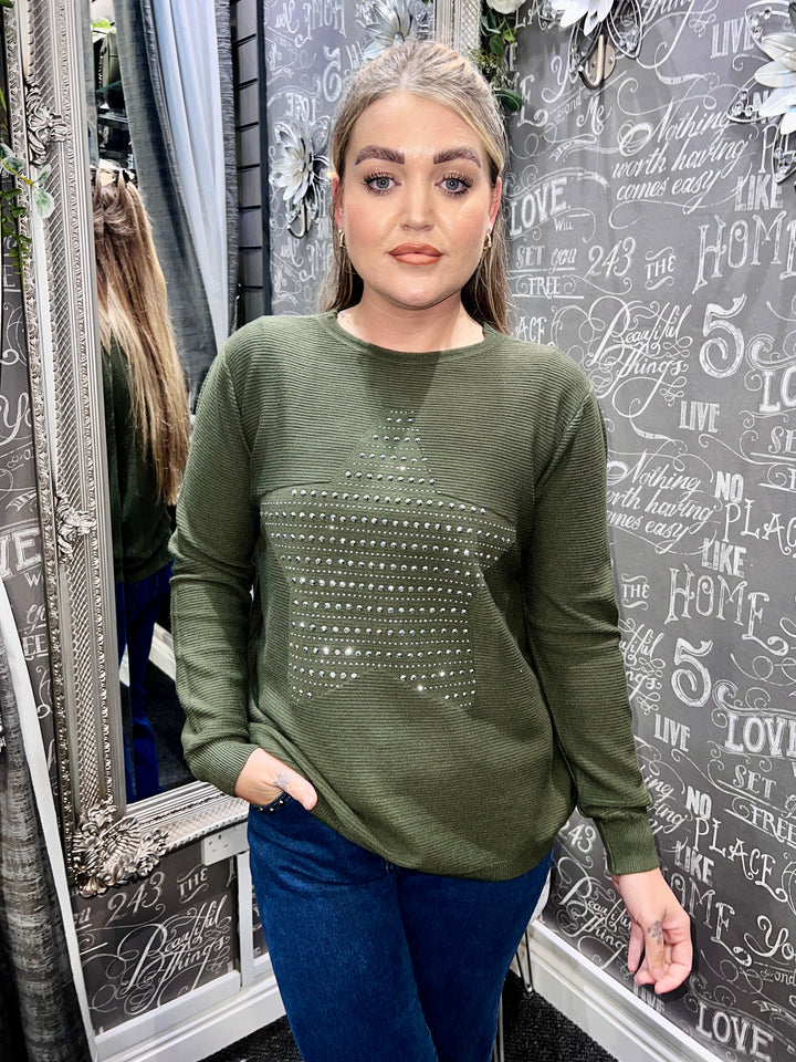 Aimee Star Design Jumper KHAKI