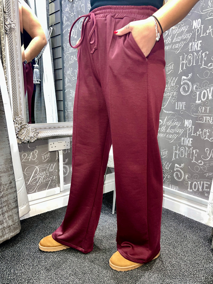 Lola Wide Leg Joggers BURGUNDY