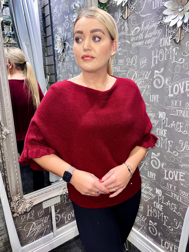 Lara Frill Sleeve Knit WINE