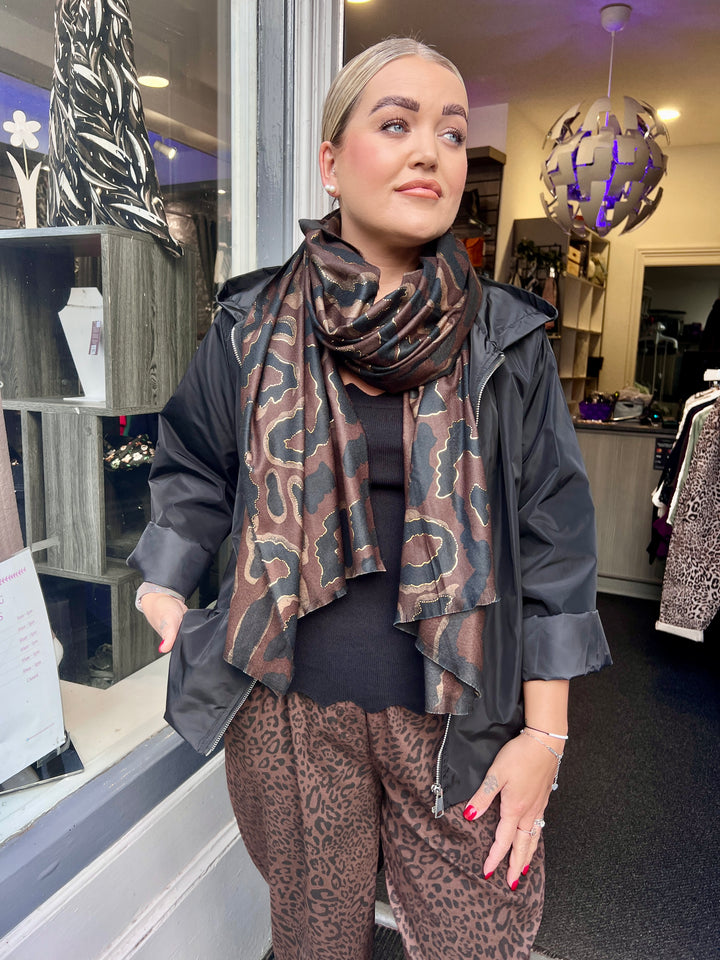 Leopard Print Scarf CHOCOLATE
