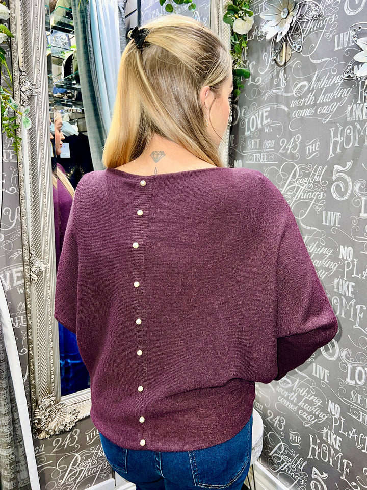 Pearl Back Jumper BERRY