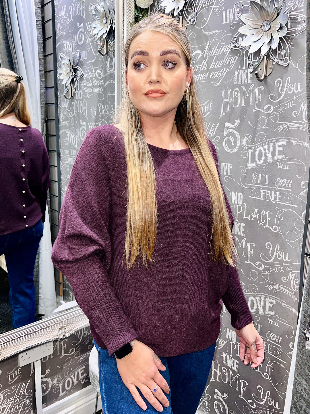 Pearl Back Jumper BERRY