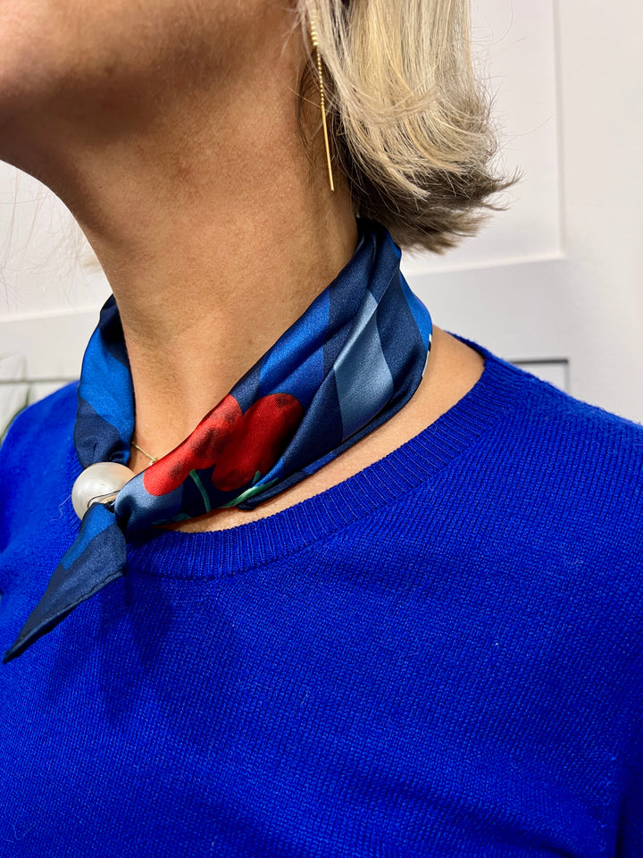 Cherries Magnetic Neck Scarf NAVY