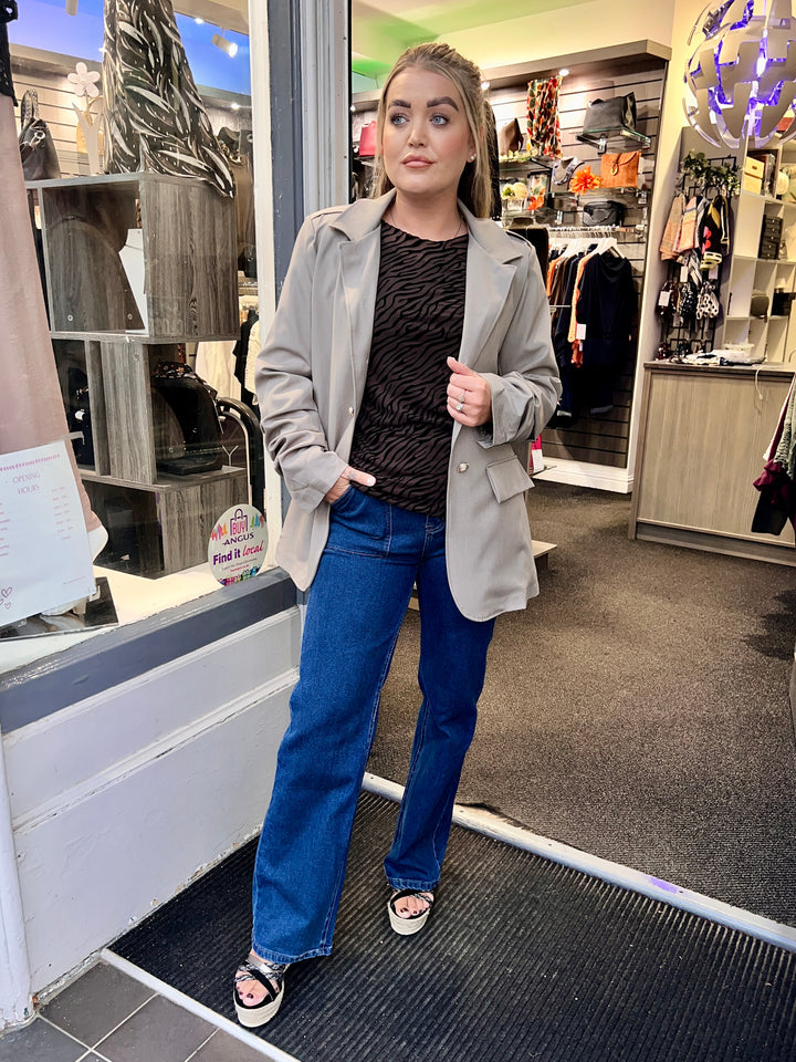 Marnie Gold Button Blazer TAUPE