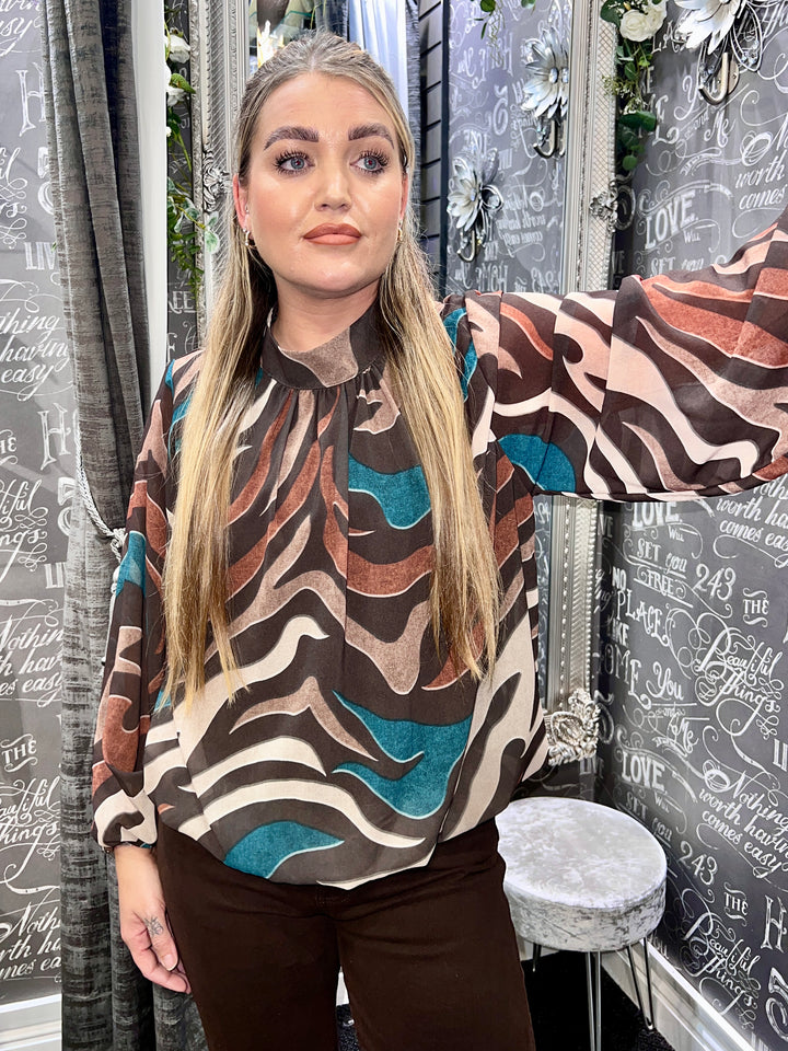 Chloe Abstract Zebra Print Bubblehem CHOCOLATE