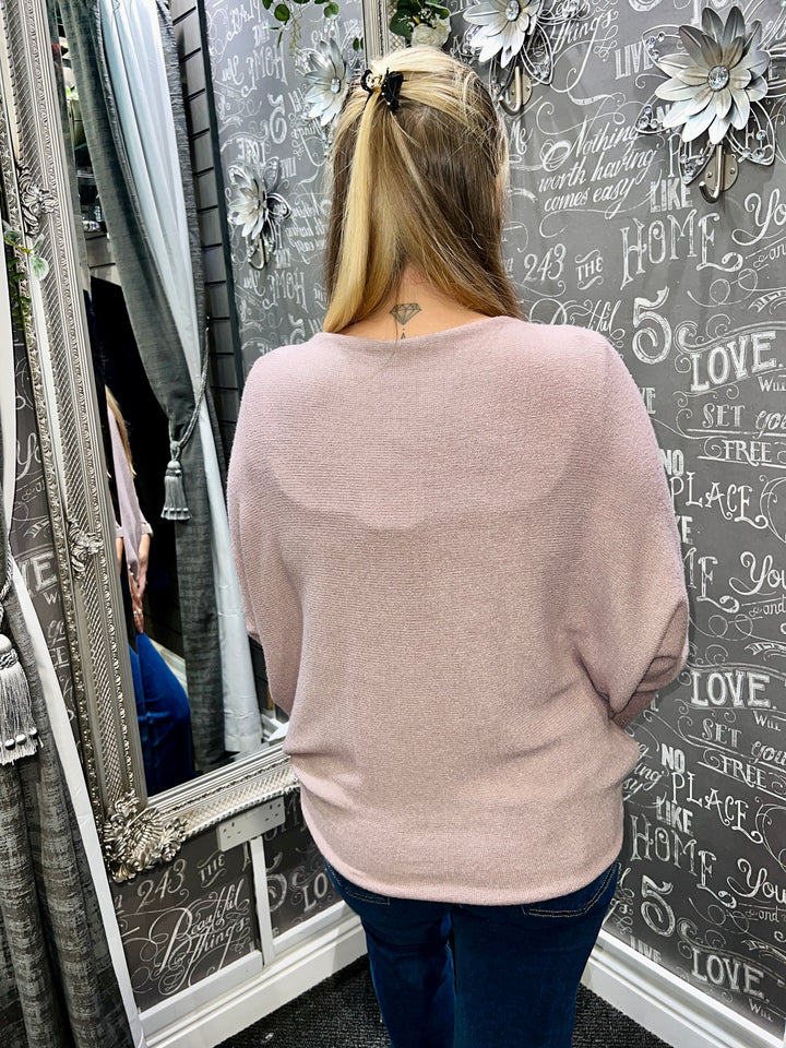 Darcie Batwing Jumper MAUVE