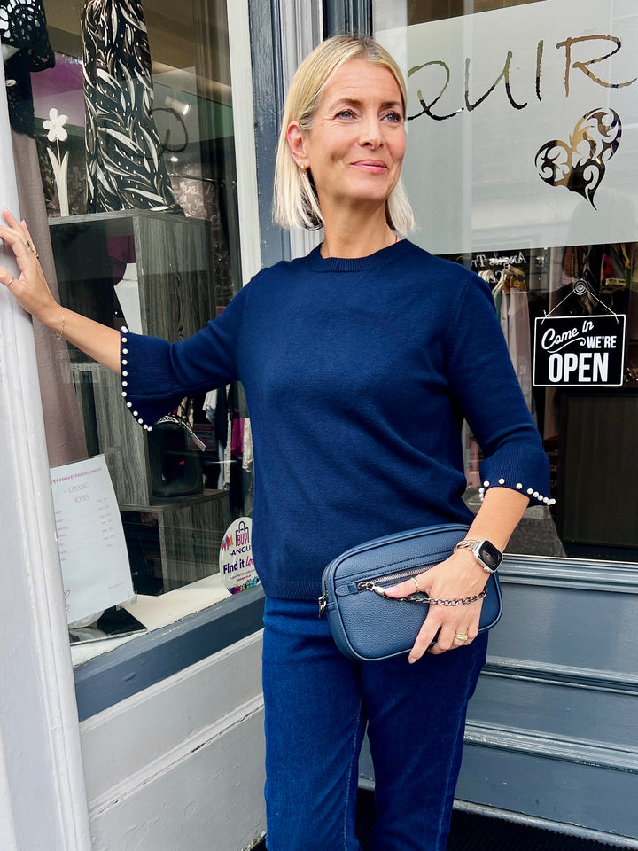 Harriet Pearl Sleeve Knit NAVY