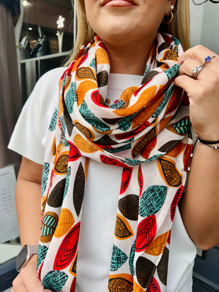 Leaf Print Scarf MULTICOLOUR