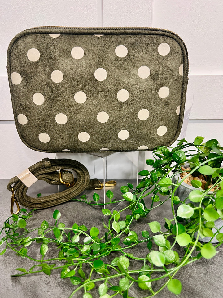 Polka Dot Suedette Camera Bag KHAKI