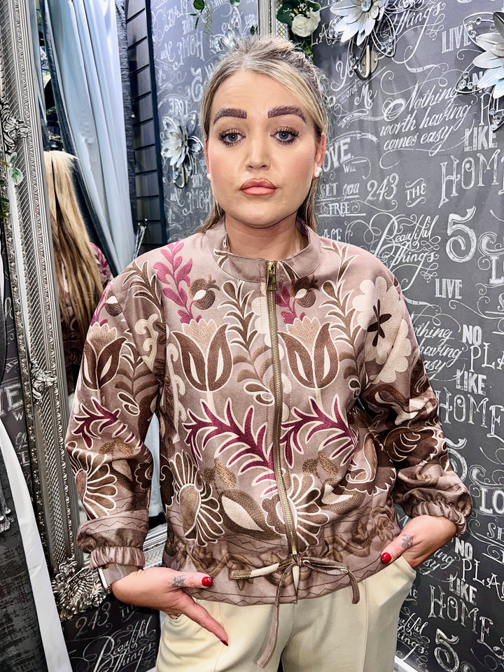 Ariana Soft Feel Floral Jacket MOCHA