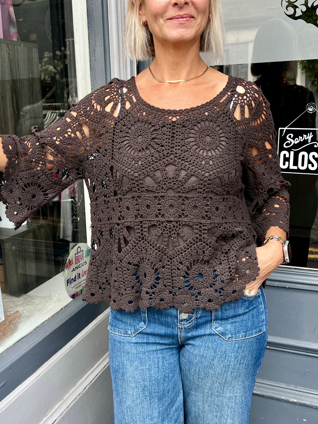 Saskia Crochet With Vest CHOCOLATE