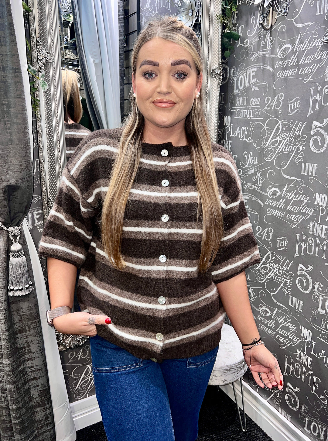 Callen Striped Knit CHOCOLATE