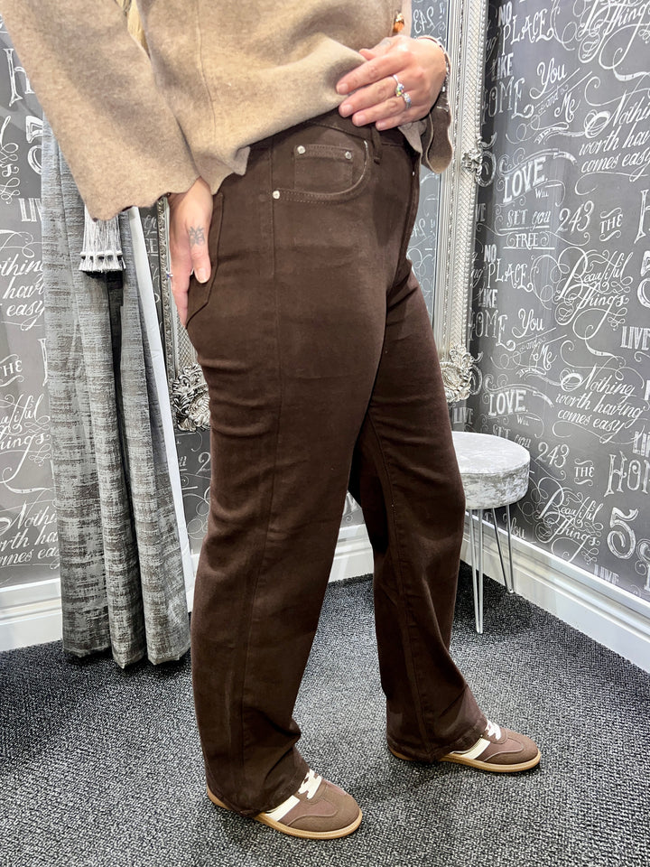 Dionne Wide Leg Jeans CHOCOLATE