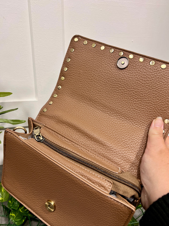 Dana Gold Stud Detail Handbag MOCHA