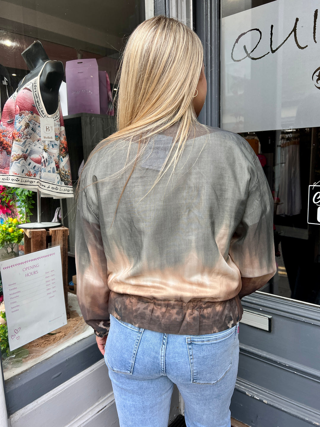 Ombre Sheer Bomber Jacket KHAKI
