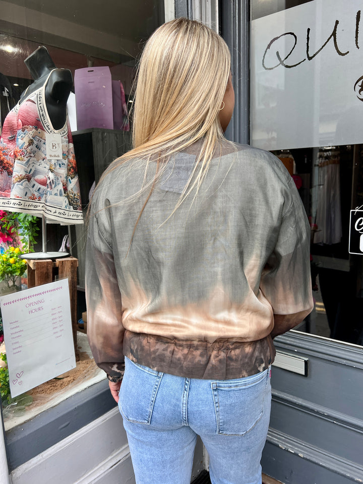 Ombre Sheer Bomber Jacket KHAKI