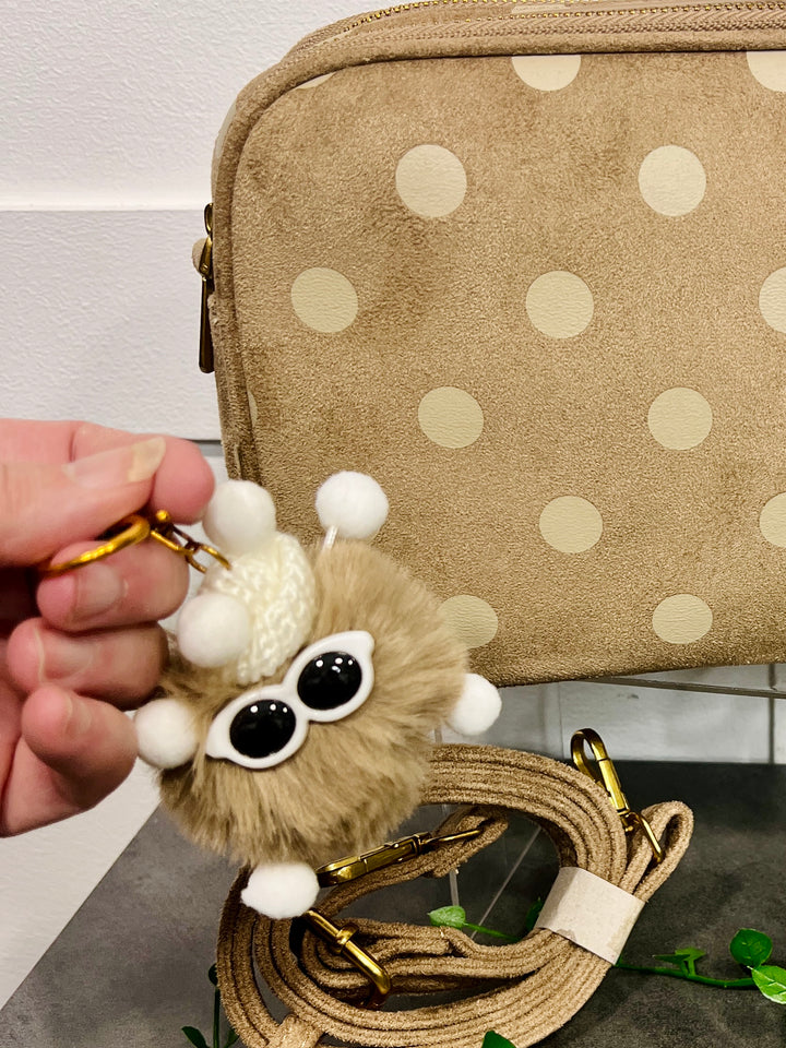 Polka Dot Suedette Camera Bag BEIGE