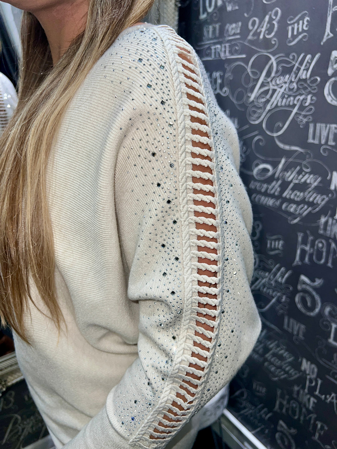 Macie Sparkle Sleeve Jumper BEIGE