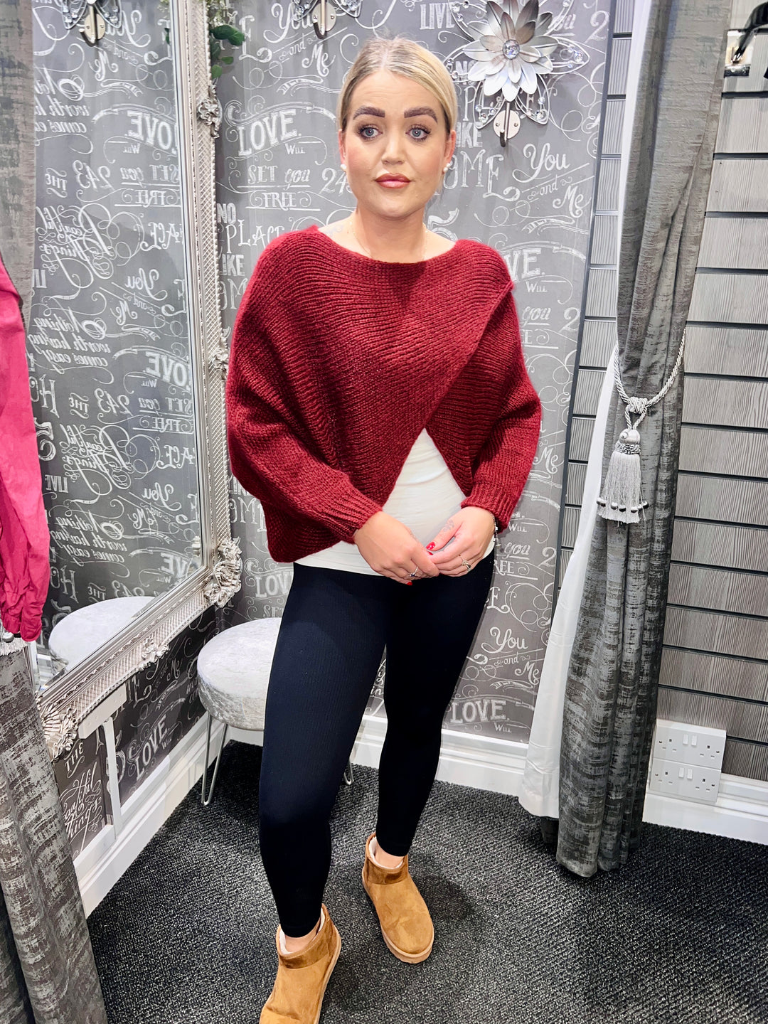 Bianca Crossover Knit WINE