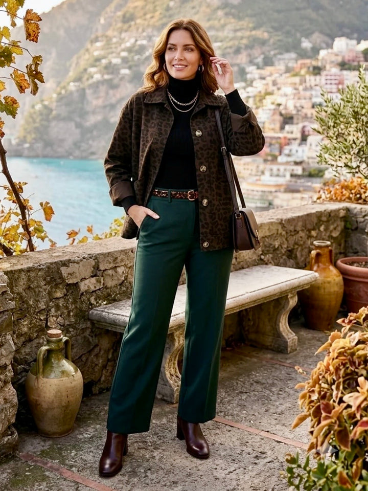 Leona Animal Print Shirt Jacket CHOCOLATE