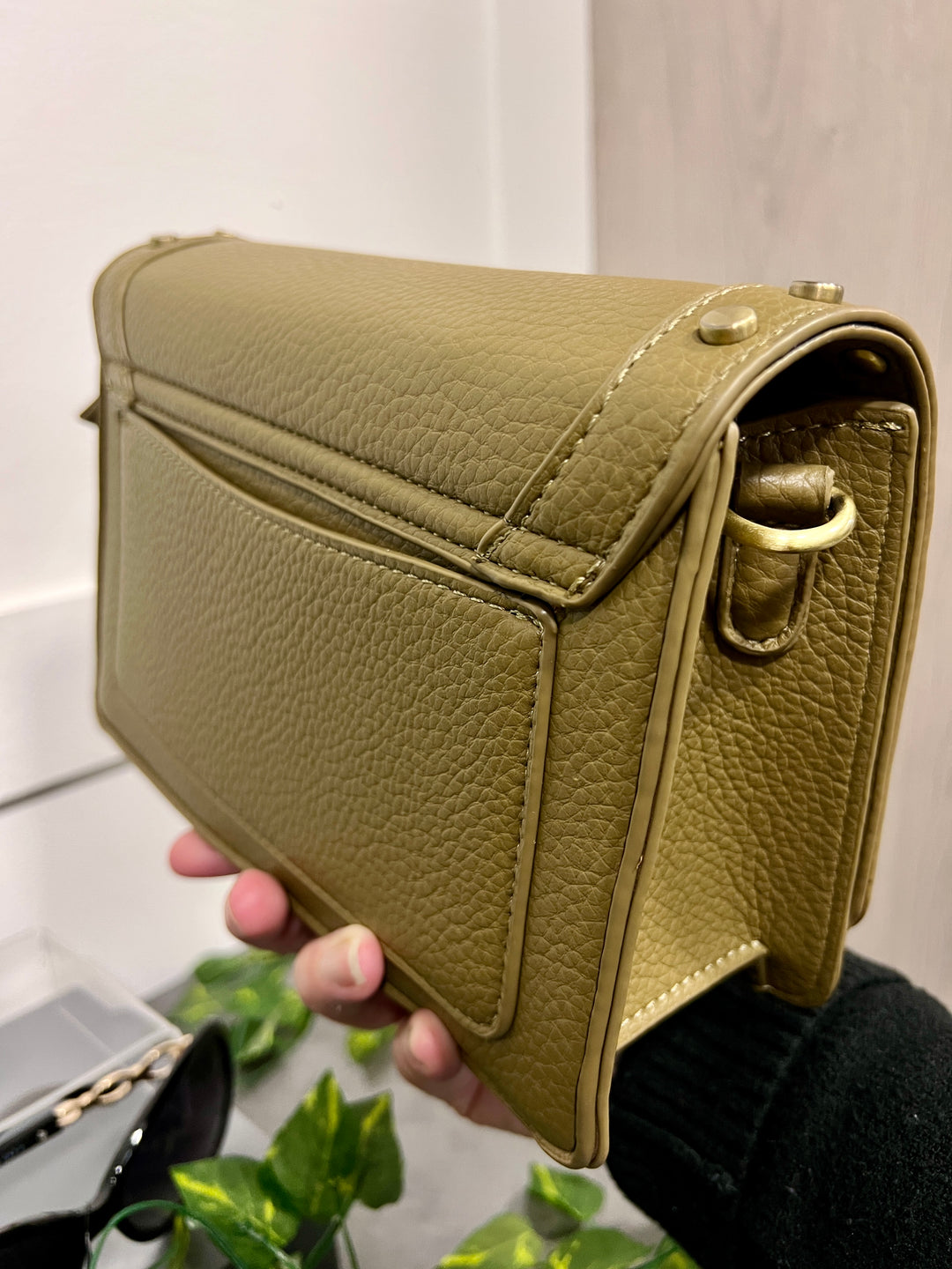 Dana Gold Stud Detail Handbag OLIVE