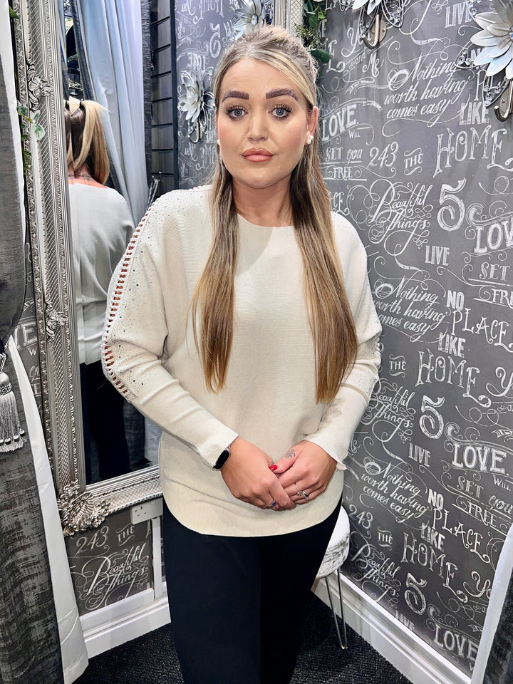 Macie Sparkle Sleeve Jumper BEIGE