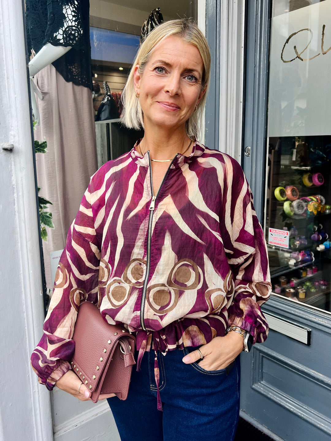 Riva Sheer Bomber Jacket BERRY