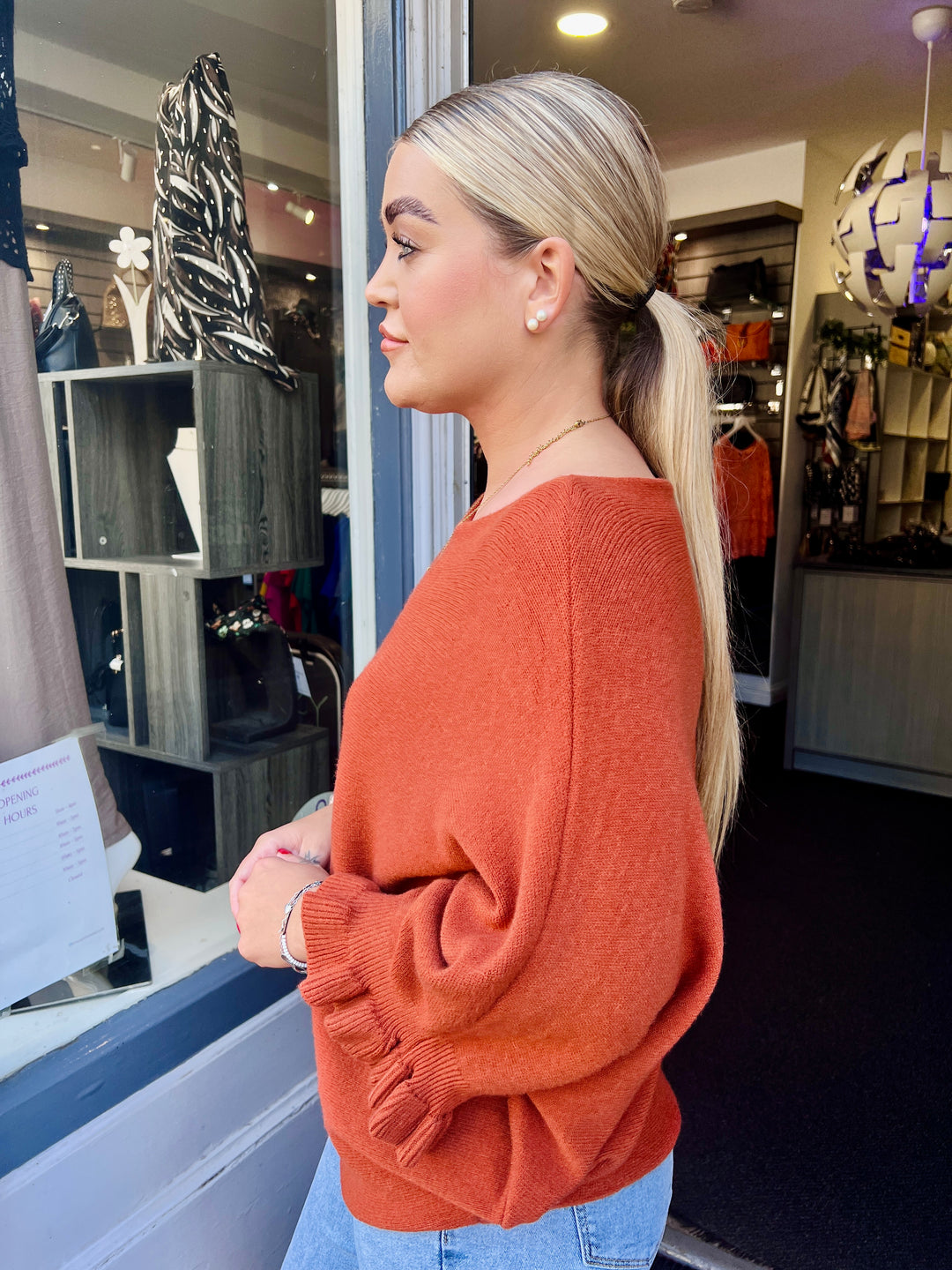 Klara Frill Sleeve Knit RUST