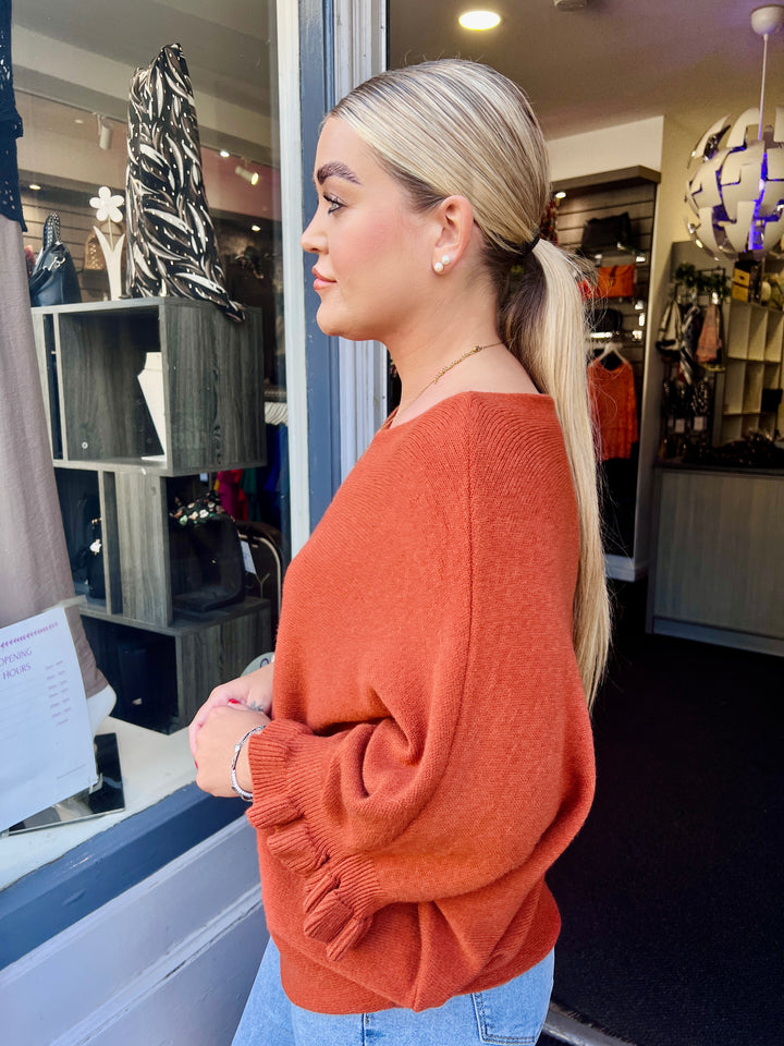 Klara Frill Sleeve Knit RUST