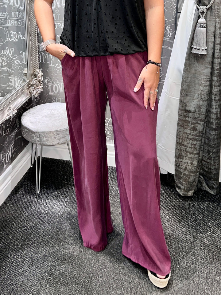 Zara Wide Leg Trousers AUBERGINE