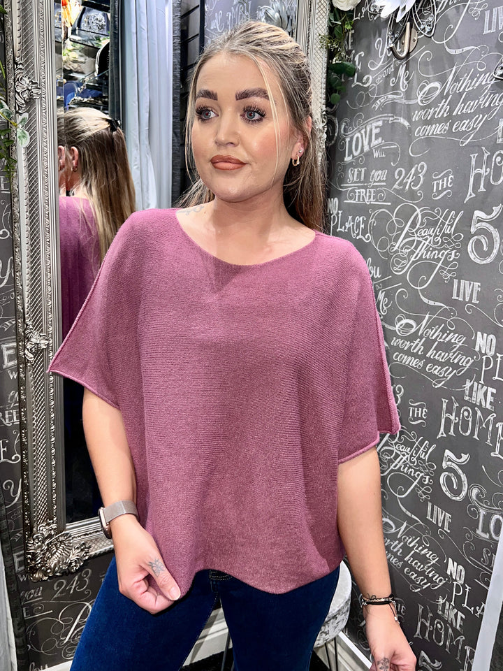 Sandi Italian Soft Knit Short Sleeve Jumper MAUVE