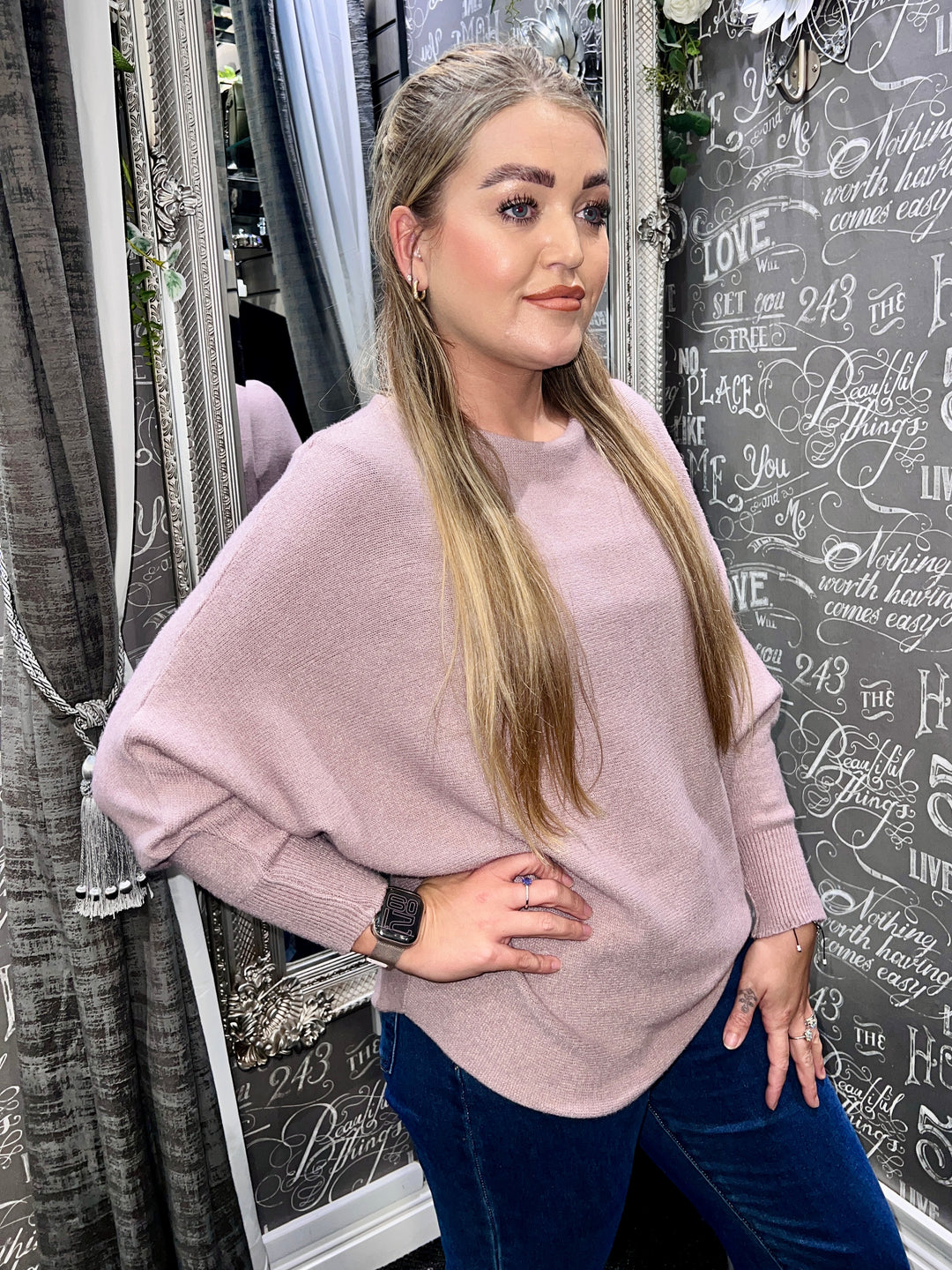 Darcie Batwing Jumper MAUVE