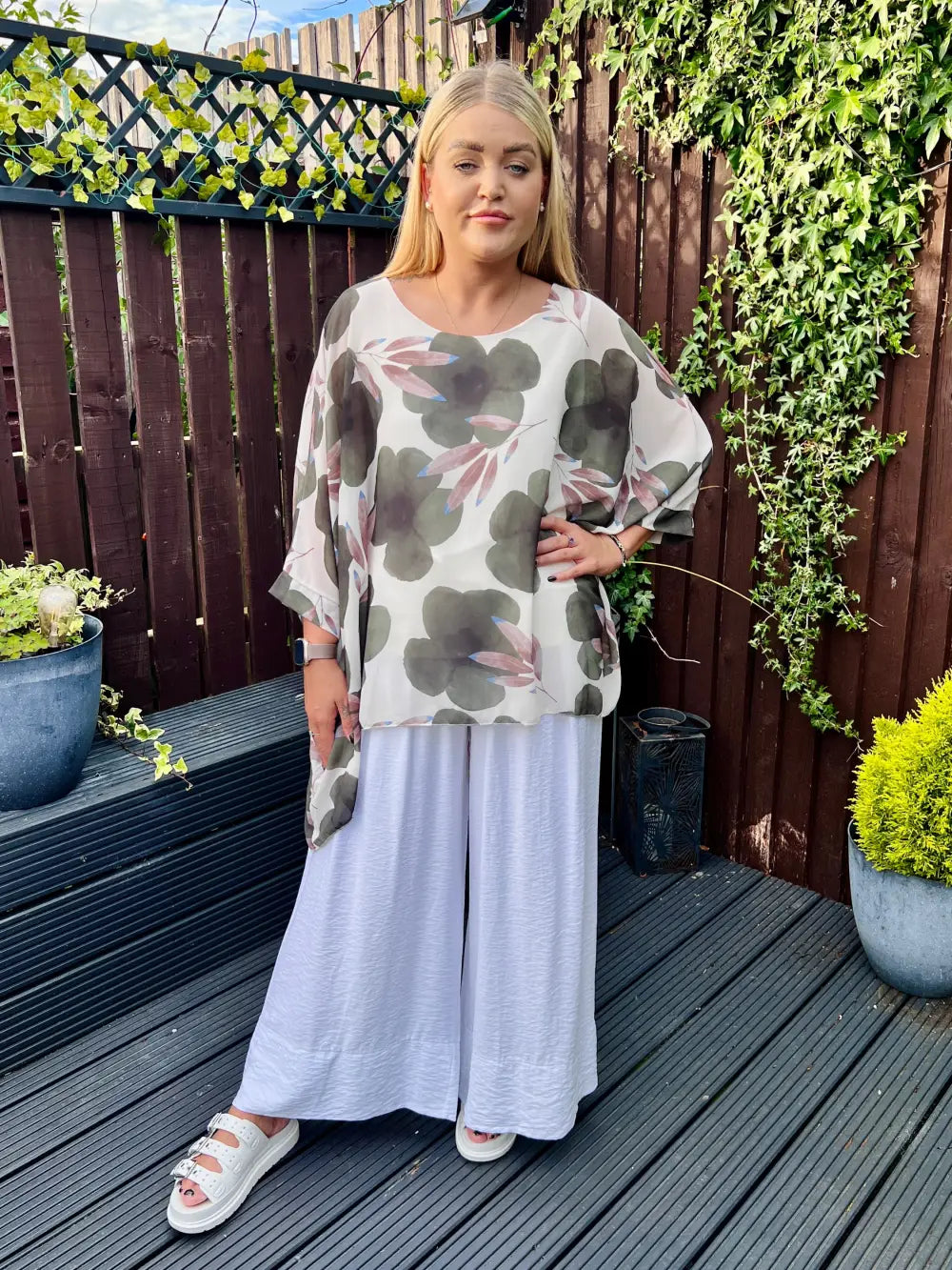 Abbie Floral Chiffon Blouse KHAKI