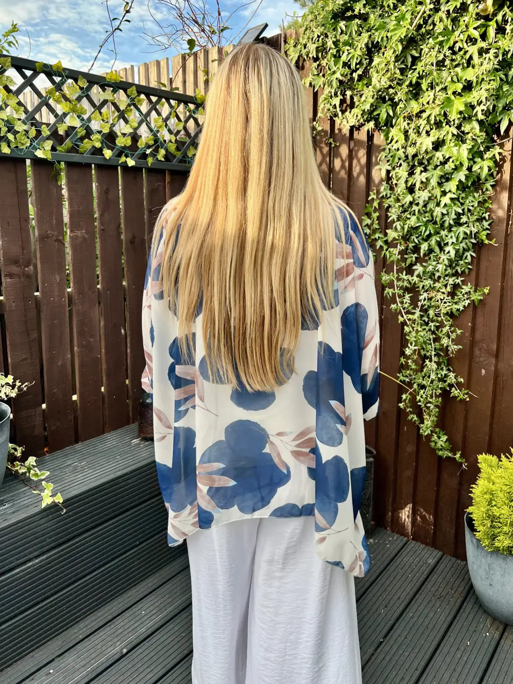 Abbie Floral Chiffon Blouse NAVY