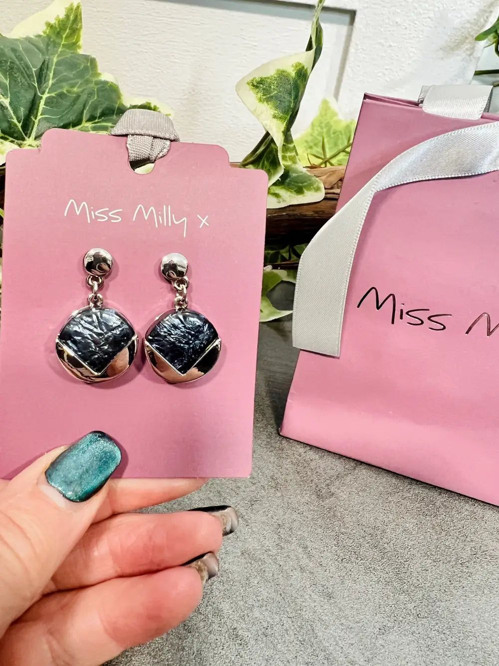 Miss Milly Grey Chevron Earrings