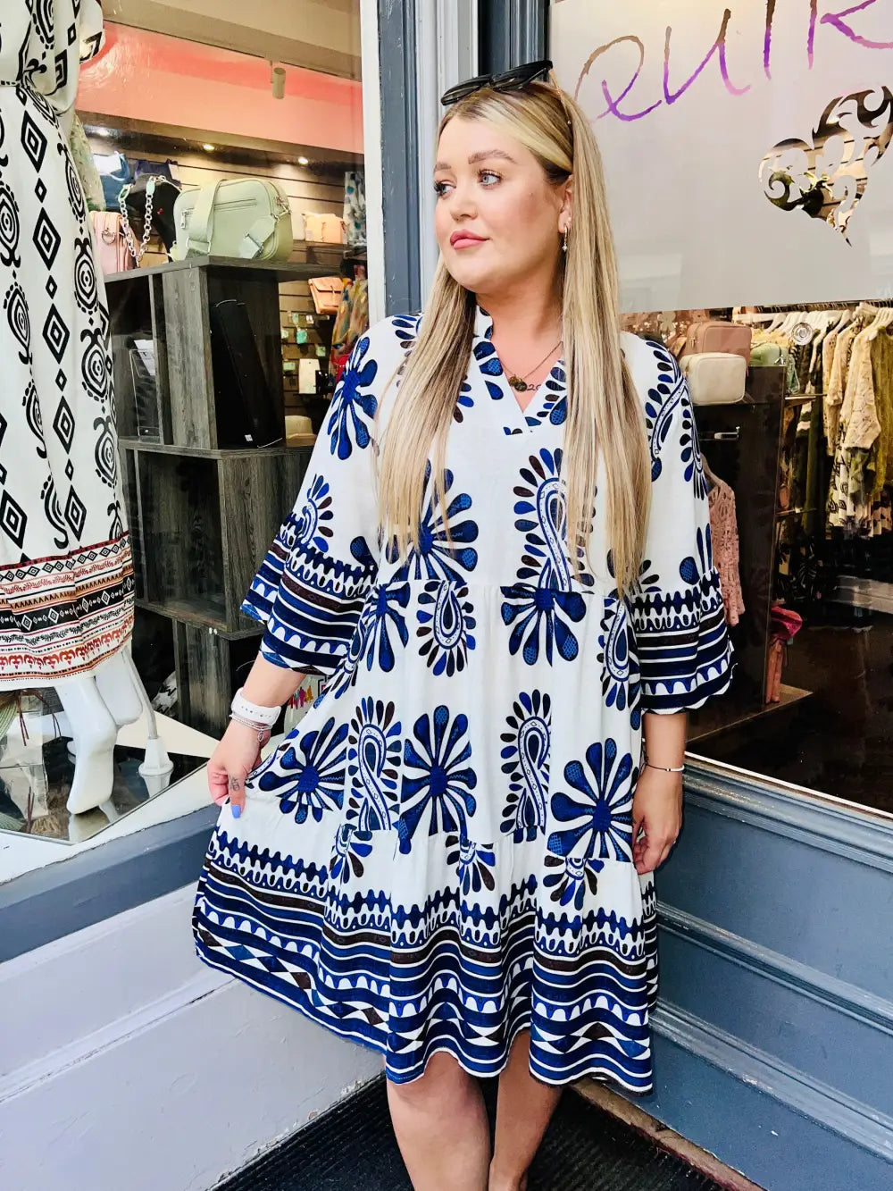 Adina Aztec Dress NAVY