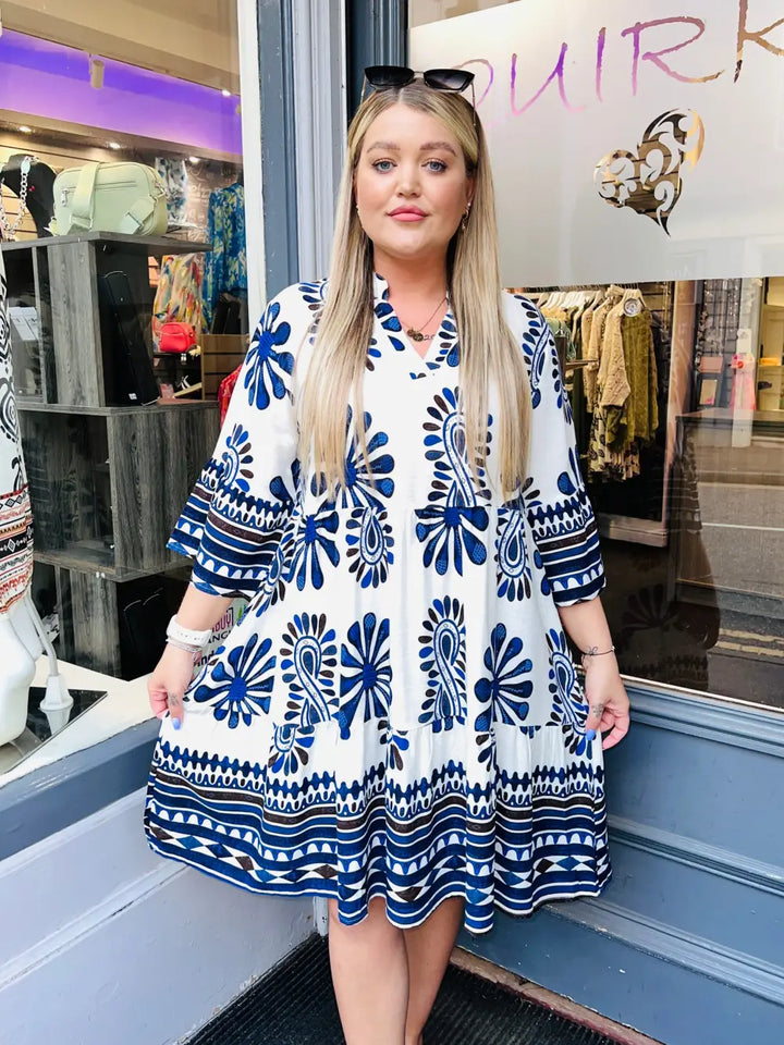 Adina Aztec Dress NAVY
