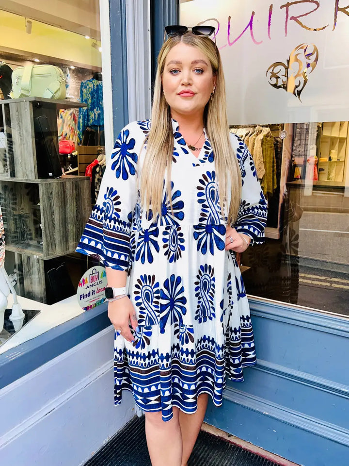Adina Aztec Dress NAVY
