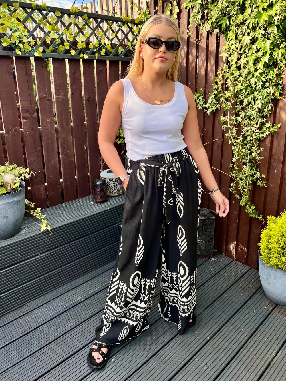 Ainsley Patterned Trousers BLACK