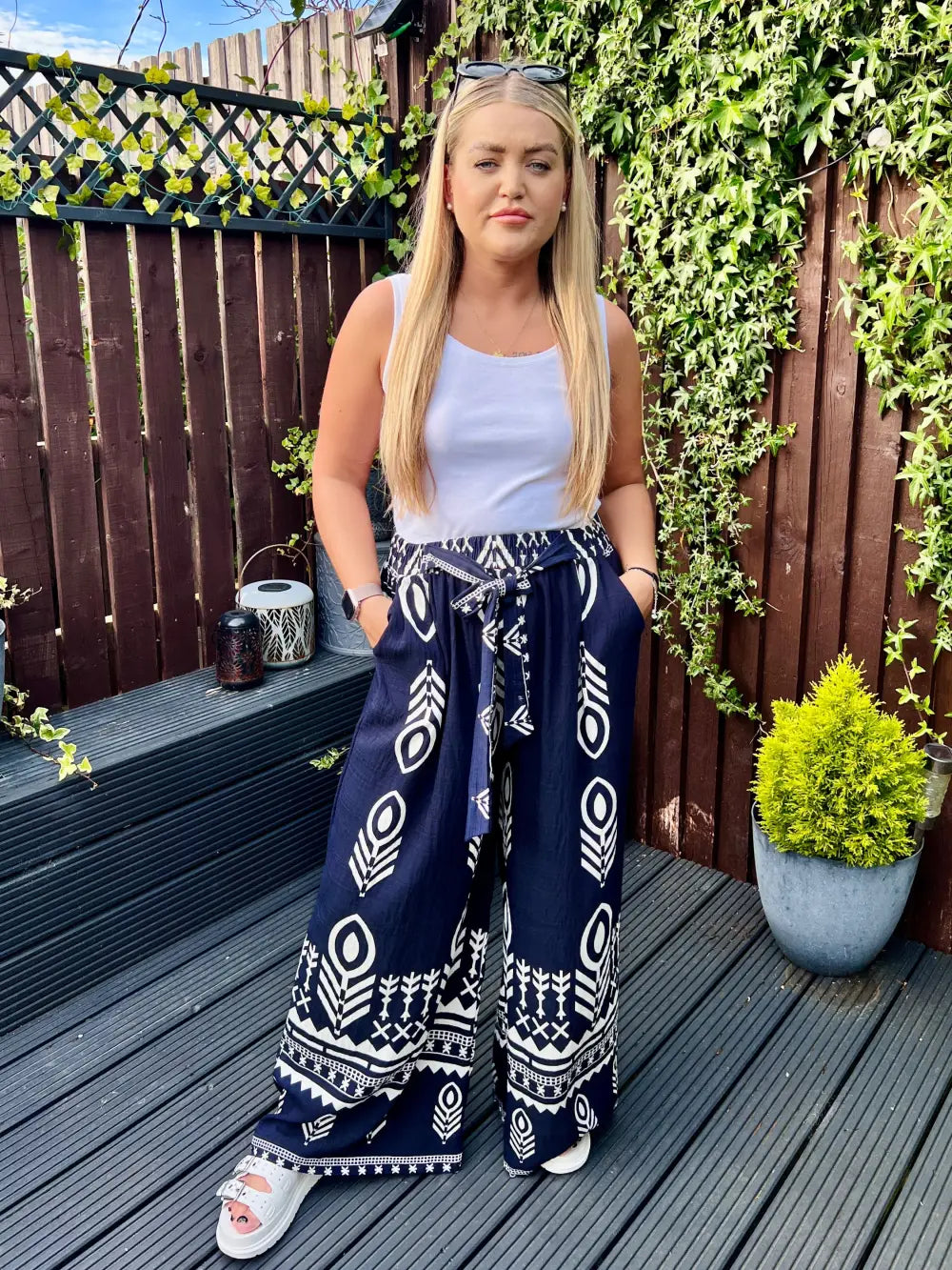 Ainsley Patterned Trousers NAVY