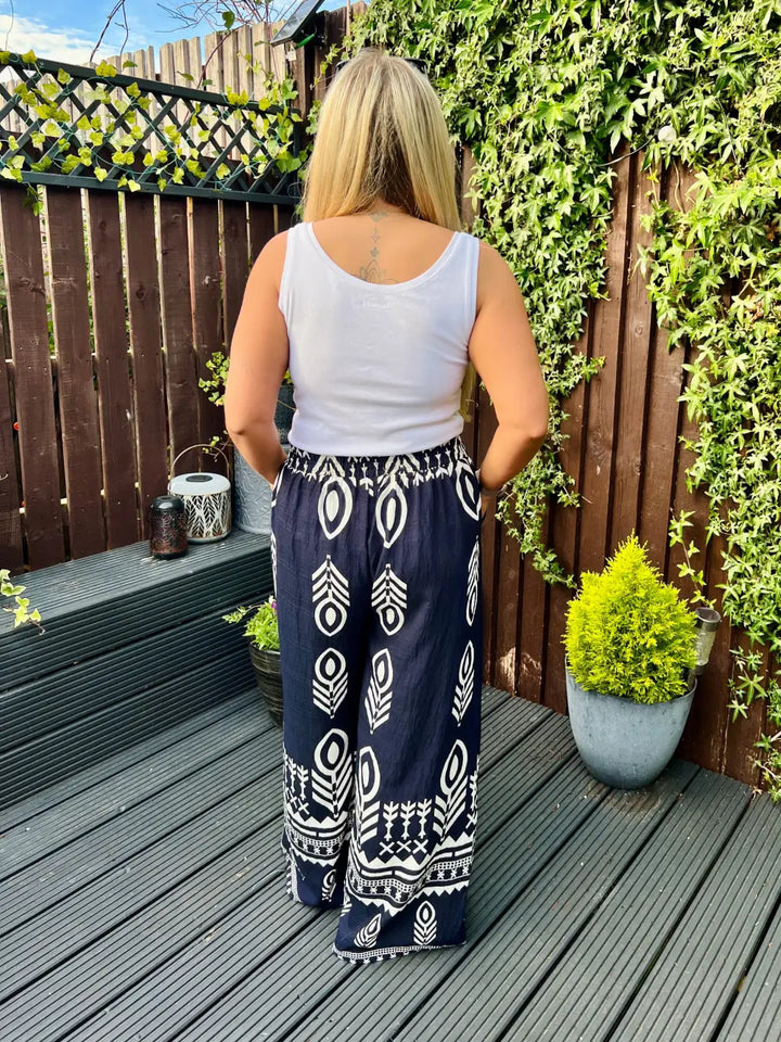 Ainsley Patterned Trousers NAVY