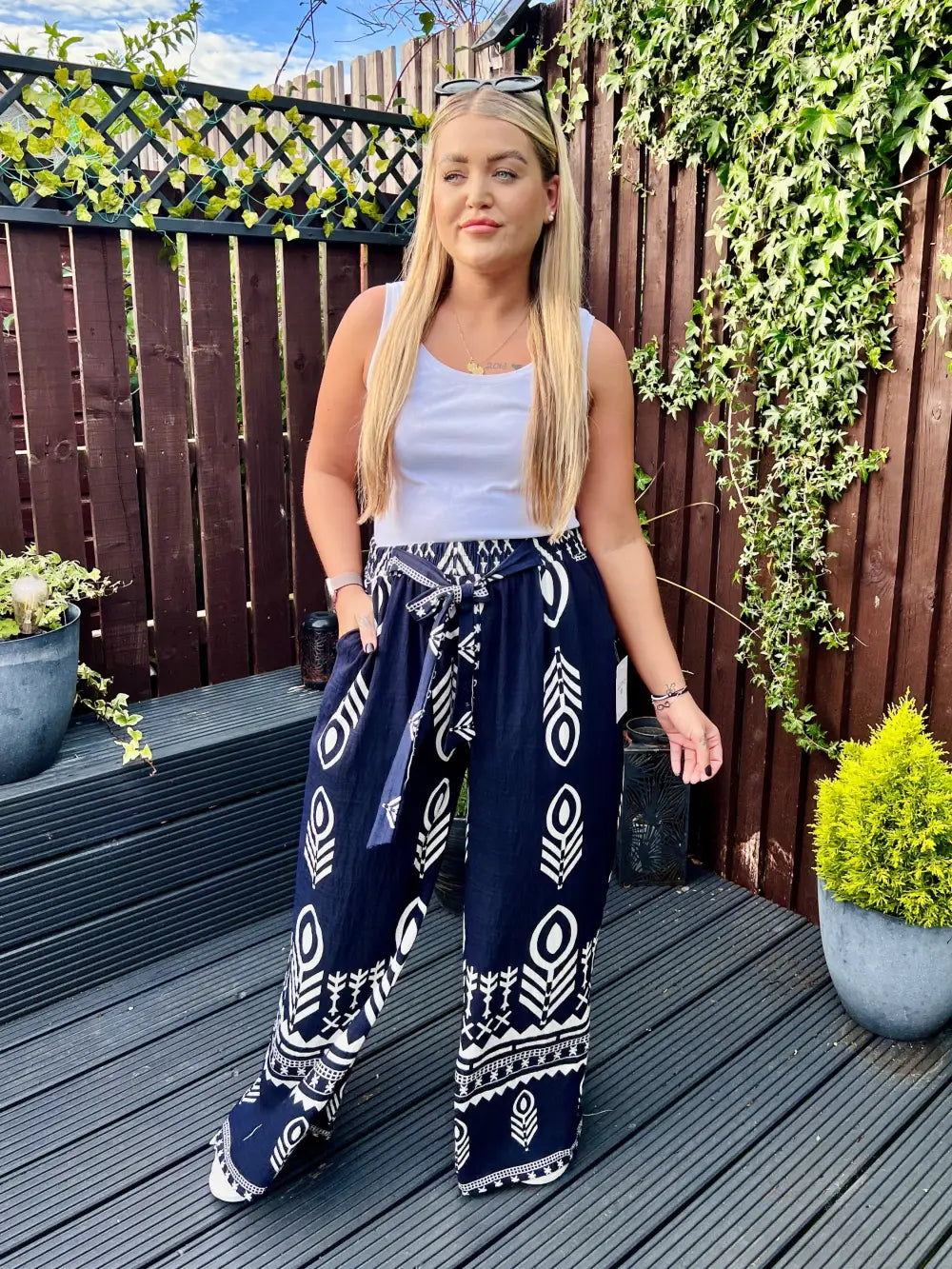 Ainsley Patterned Trousers NAVY