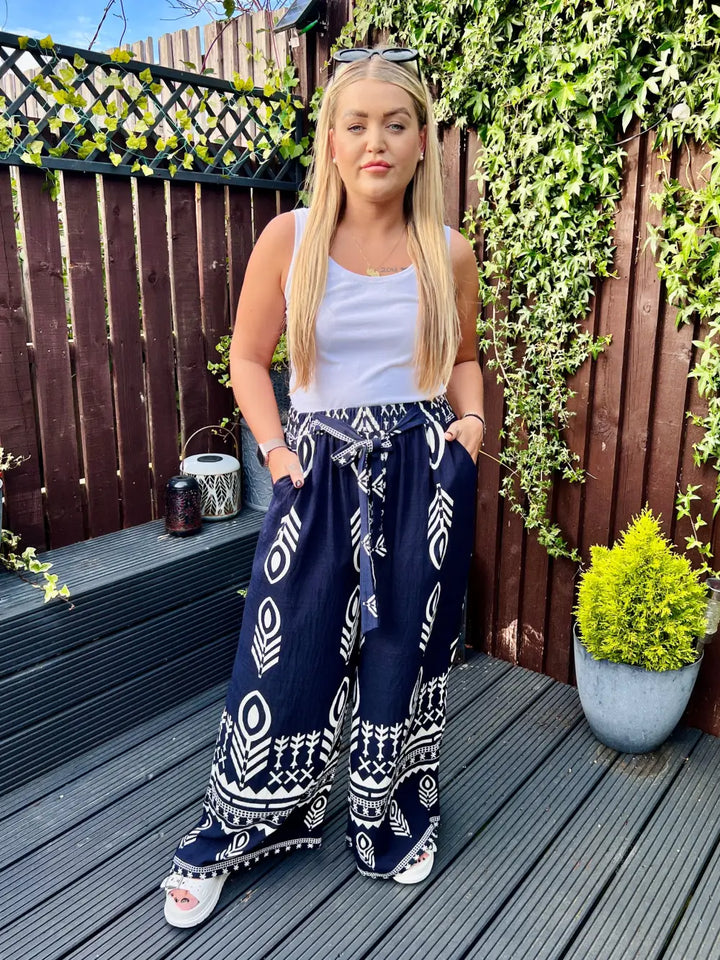 Ainsley Patterned Trousers NAVY